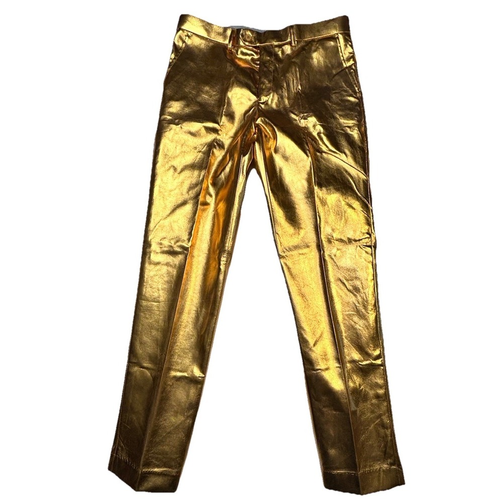 OppoSuits‎ Gold Metallic Dress Pants Mens 42 Disco Party Costume Shiny